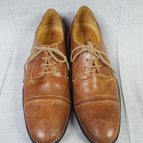 Sandro Moscoloni Oxfords Shoes Mens Sz 13 D Brown Leather Brogue Cap Toe 220147 - Picture 3 of 10